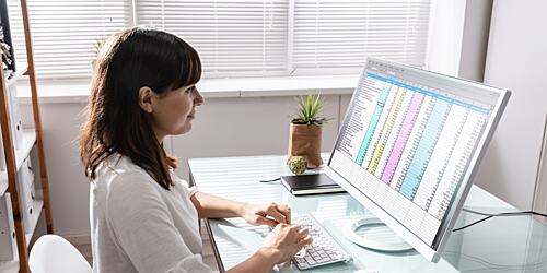 女人在办公室使用Excel